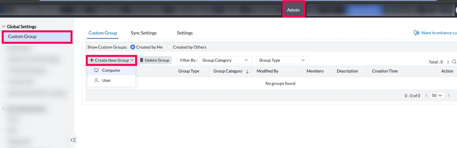 Create Custom Group