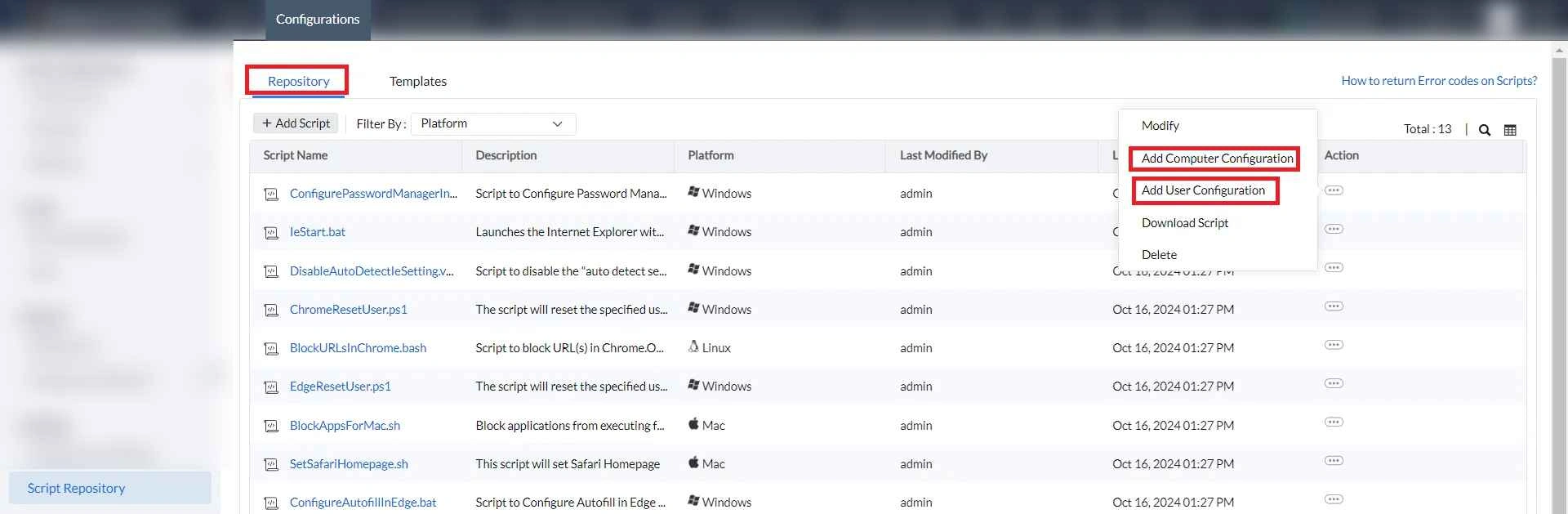 script template-add to repository script template-add to repository