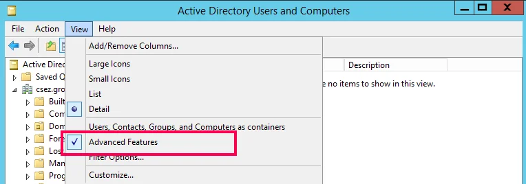 Enable Advanced Features Enabling Advanced Features under the View menu