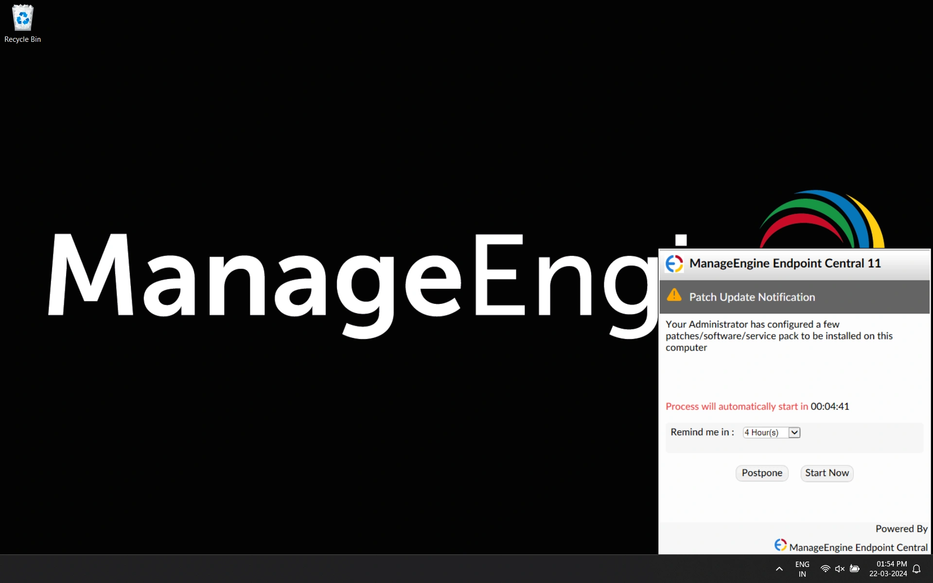 Deployment Notification as shown in end-user Windows device. Deployment Notification as shown in end-user Windows device.