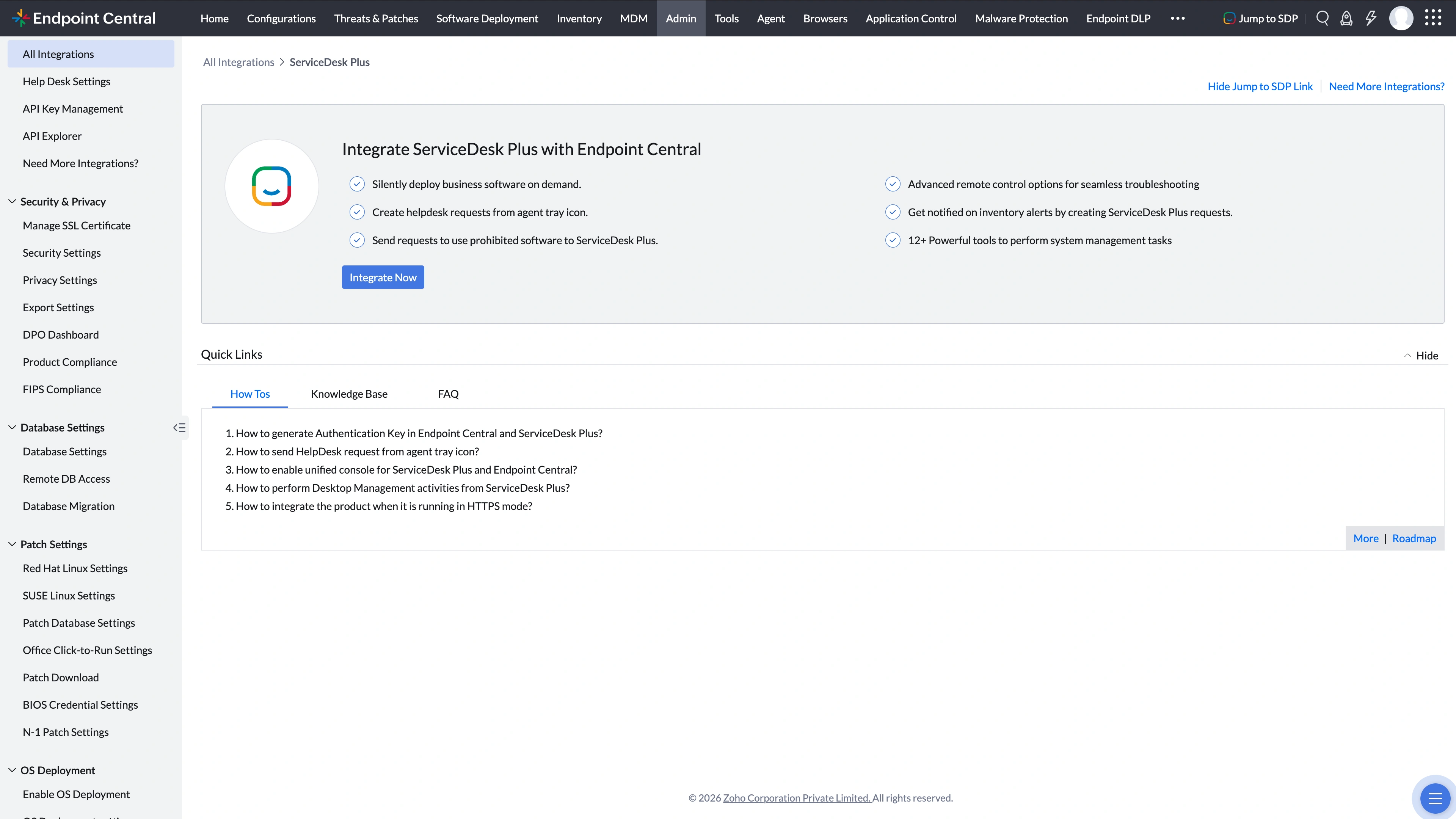 ServiceDesk Plus Navigation