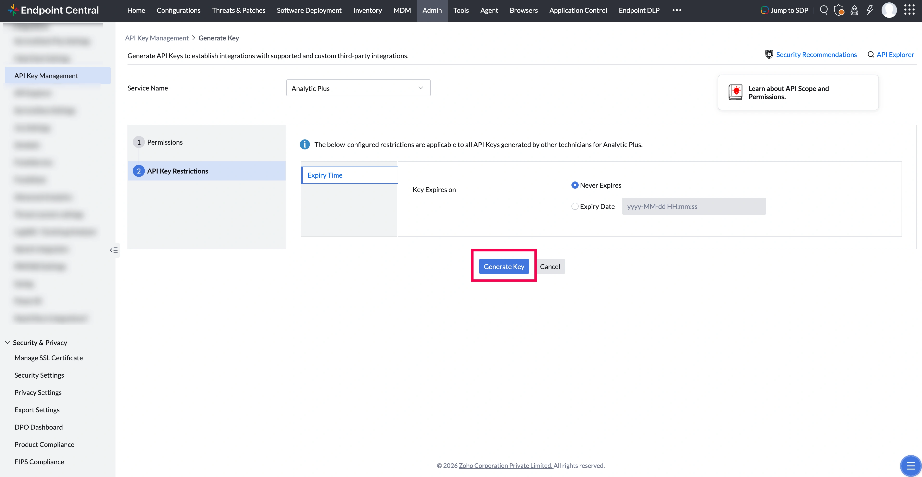 Set API Key Permissions Set API Key Permissions