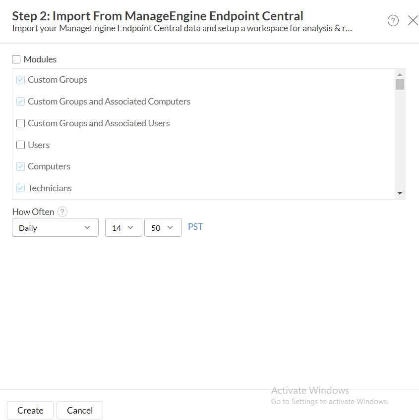 Select Modules and Sync Interval Select Modules and Sync Interval