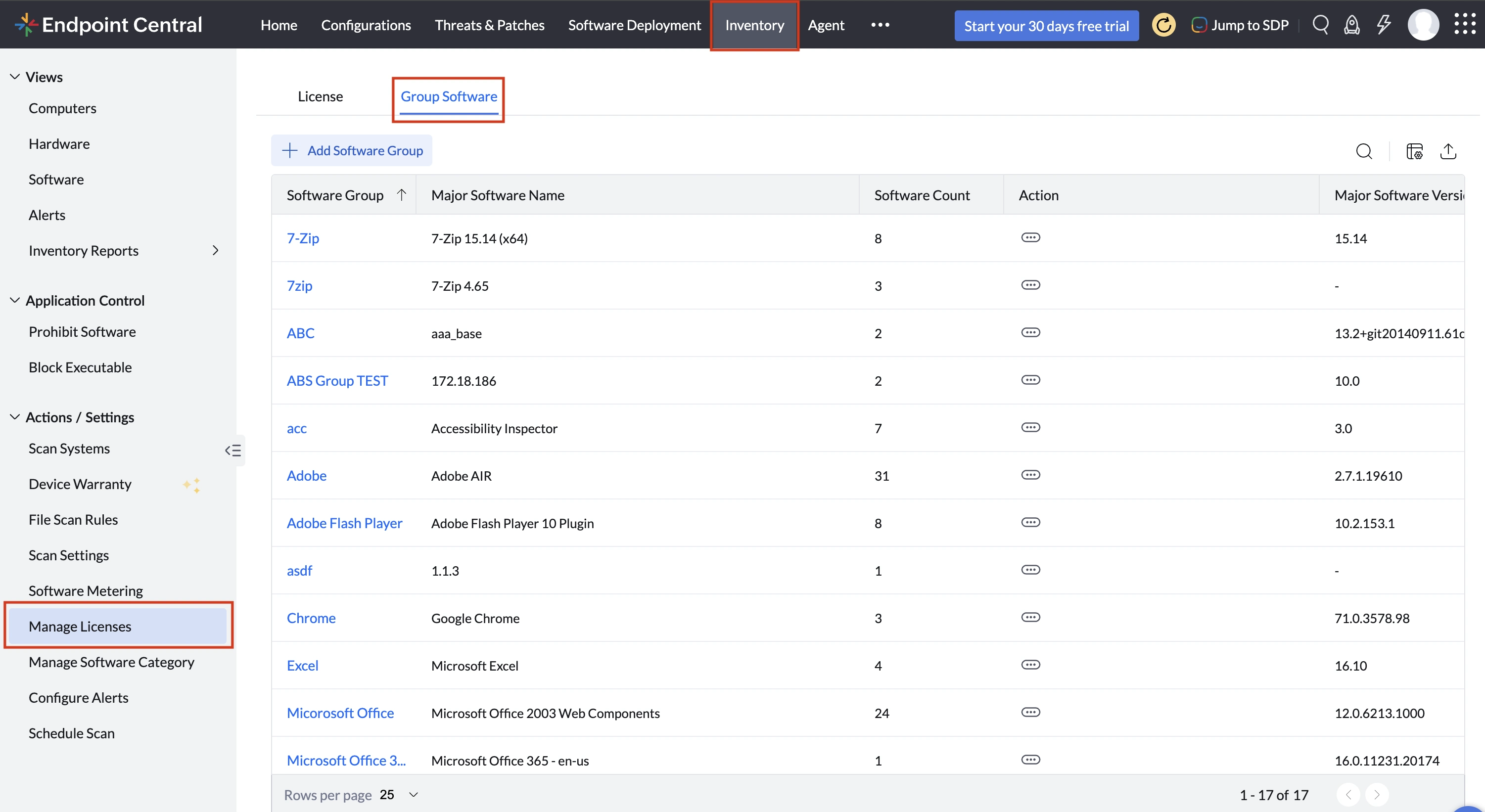 Navigation steps to create a Software Category Navigation steps to create a Software Category