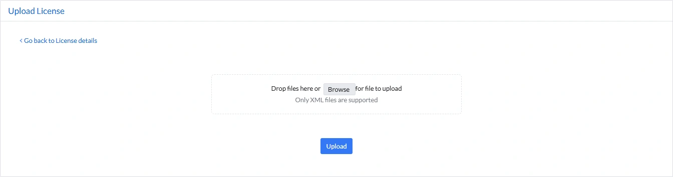 license upload page