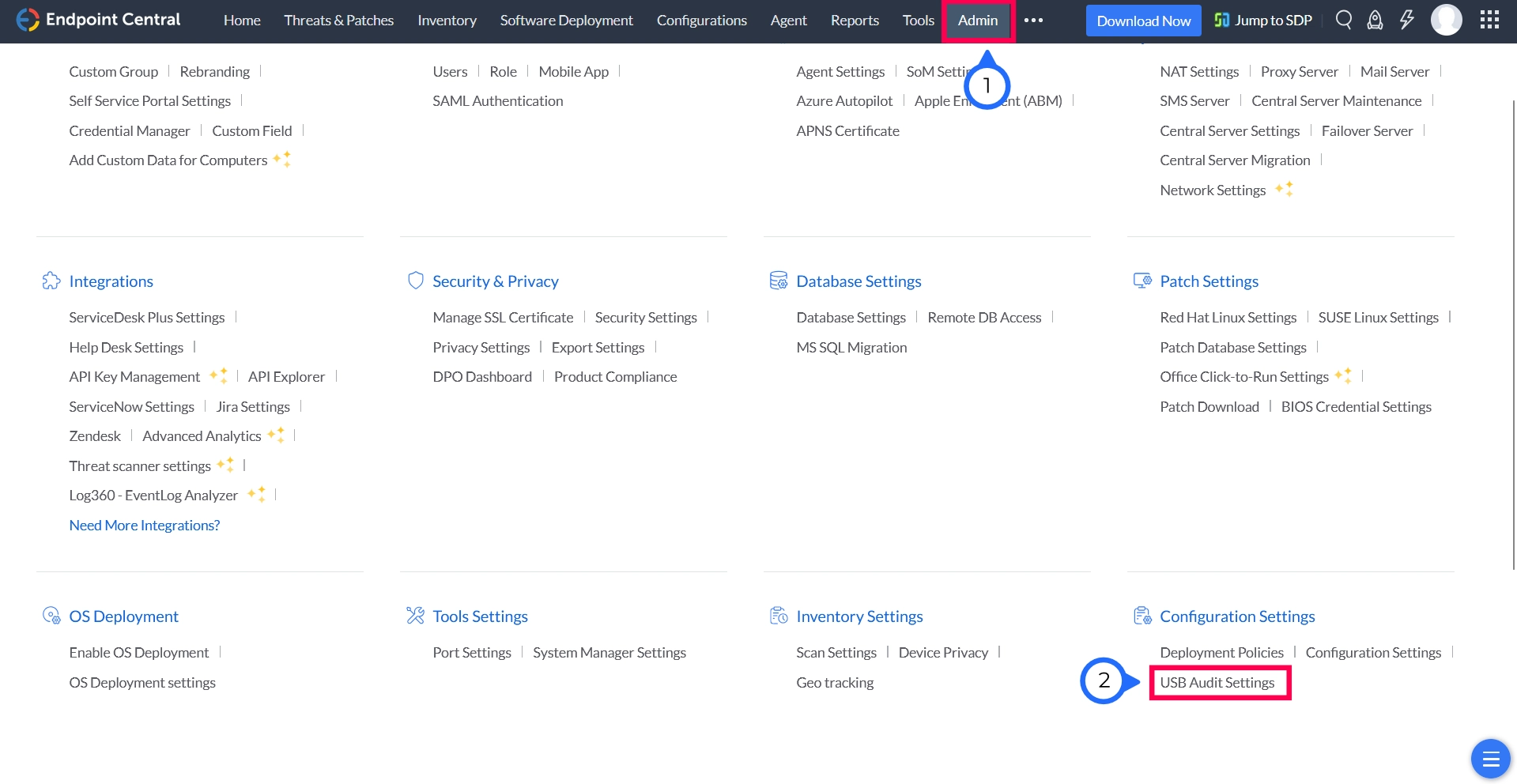 USB Audit Setting USB Audit Settings