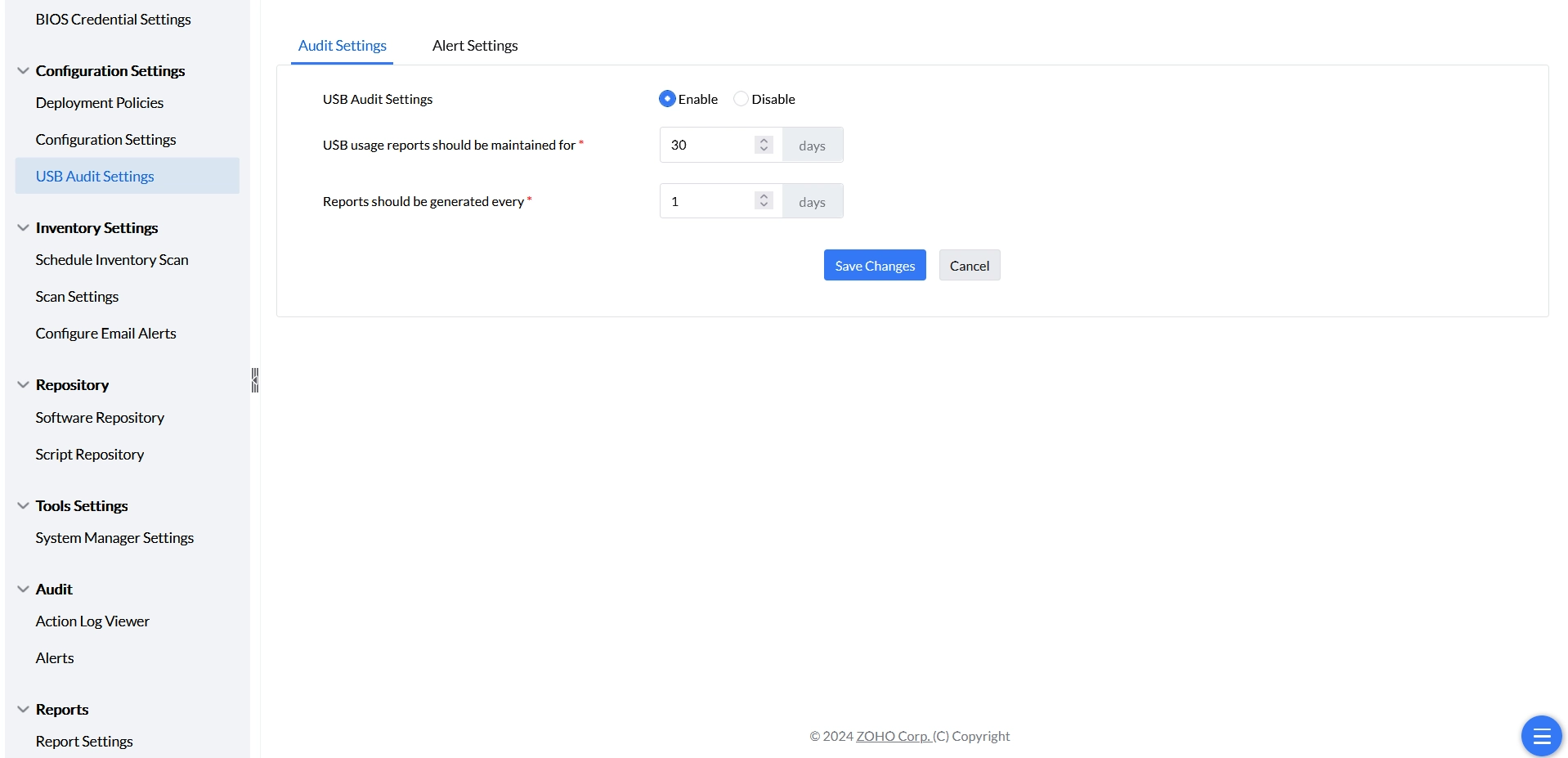 USB Audit Settings USB Audit Settings