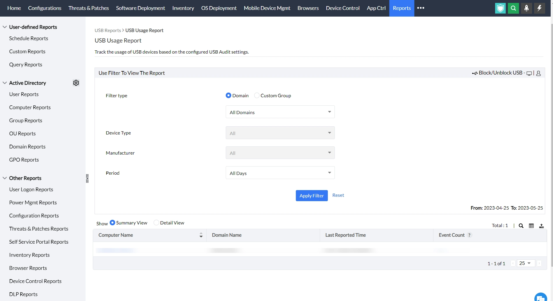USB Usage Reports USB Usage Reports