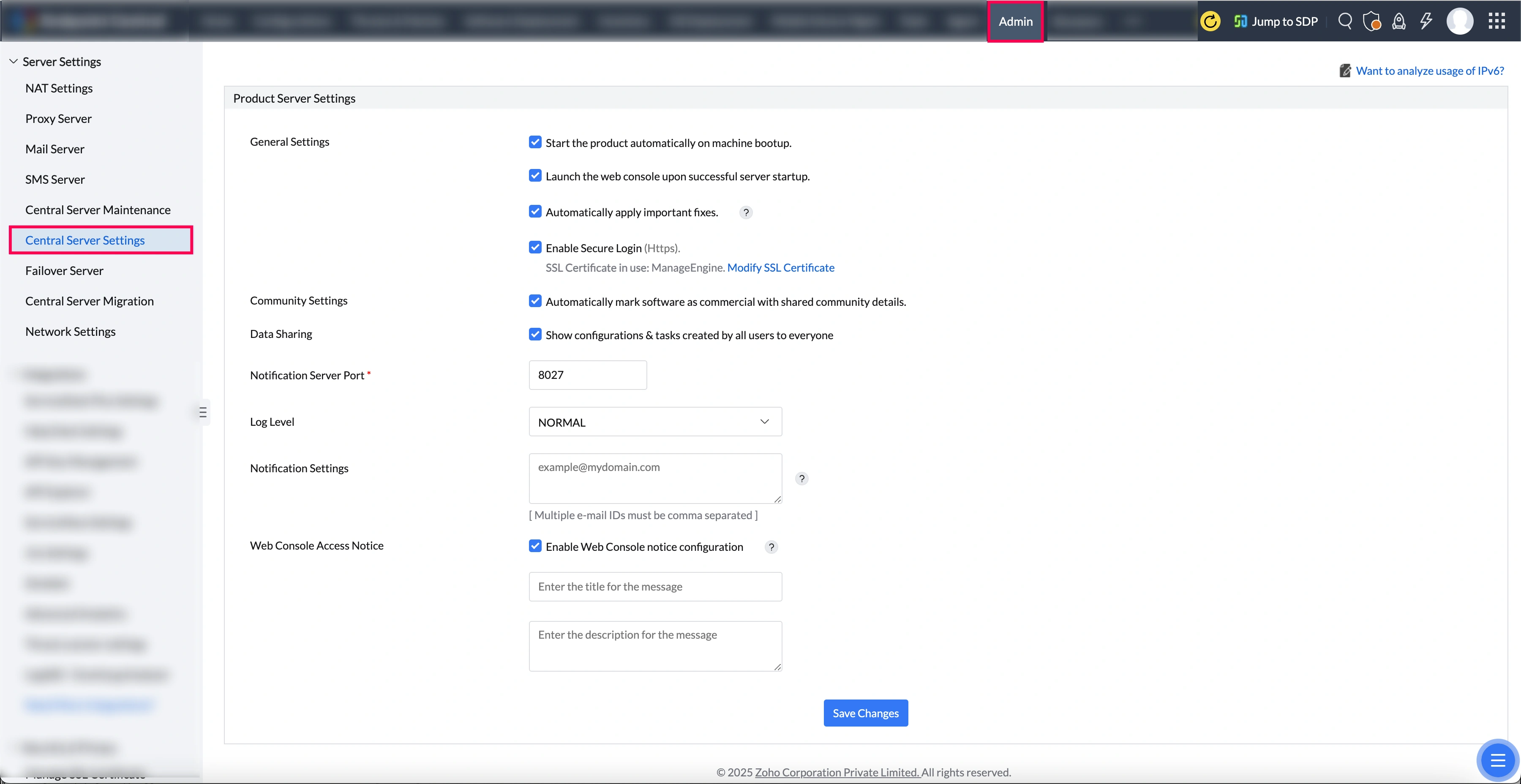 Configuring Server Settings