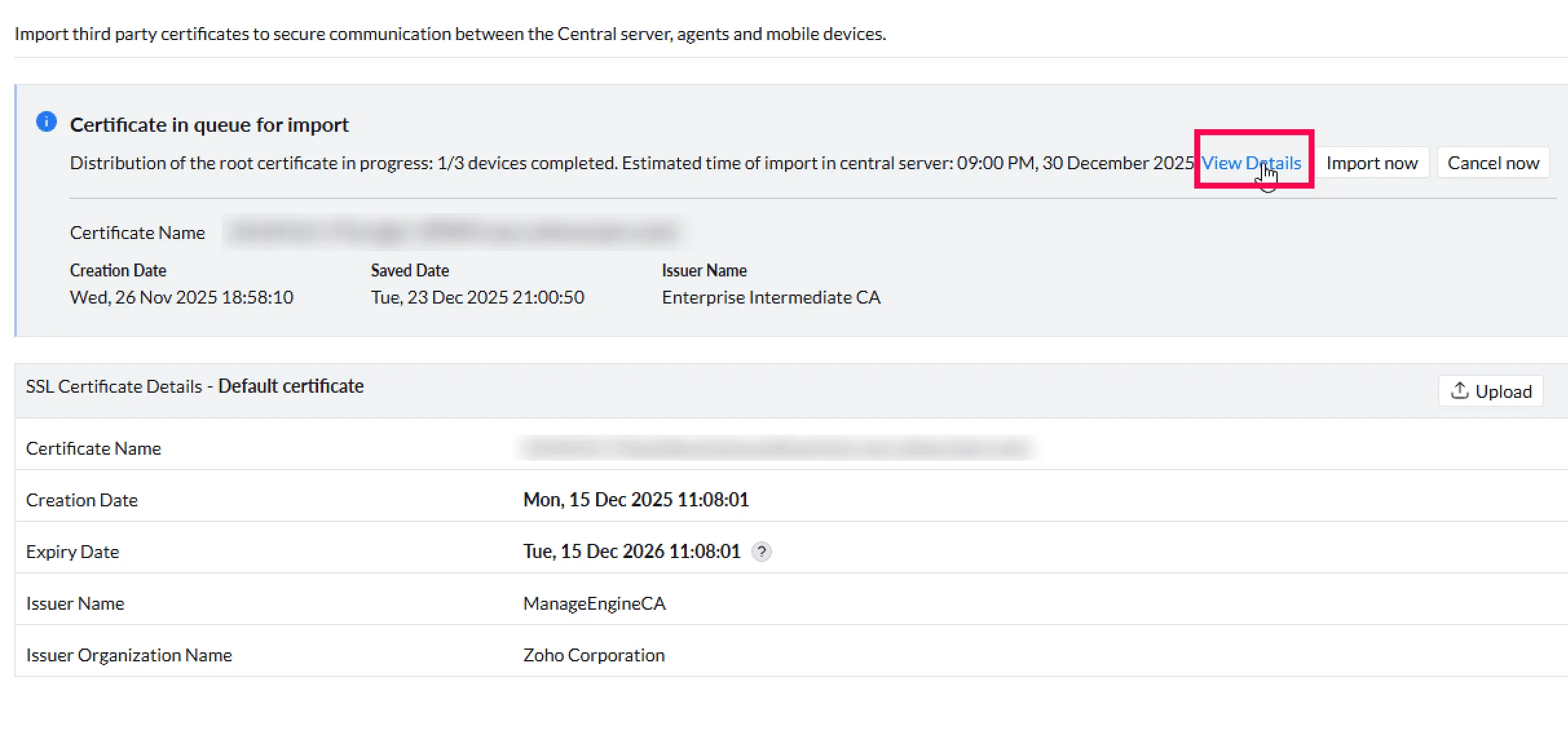 track distributed certificate status configure-replication-policy