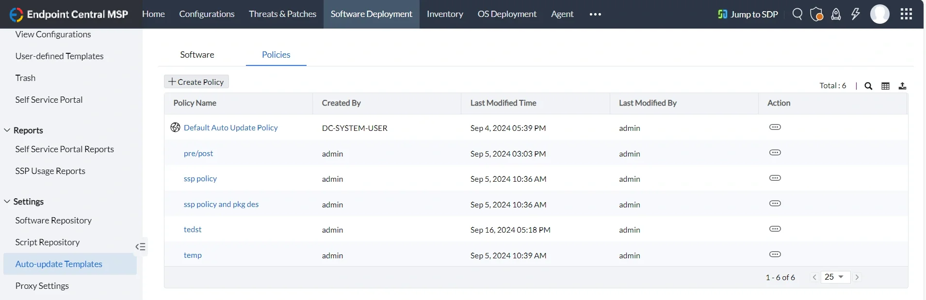 auto-update-policies software-deployment screenshot