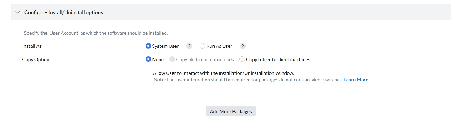 Configuration install/uninstall option for Windows users Configuration install/uninstall option for Windows users