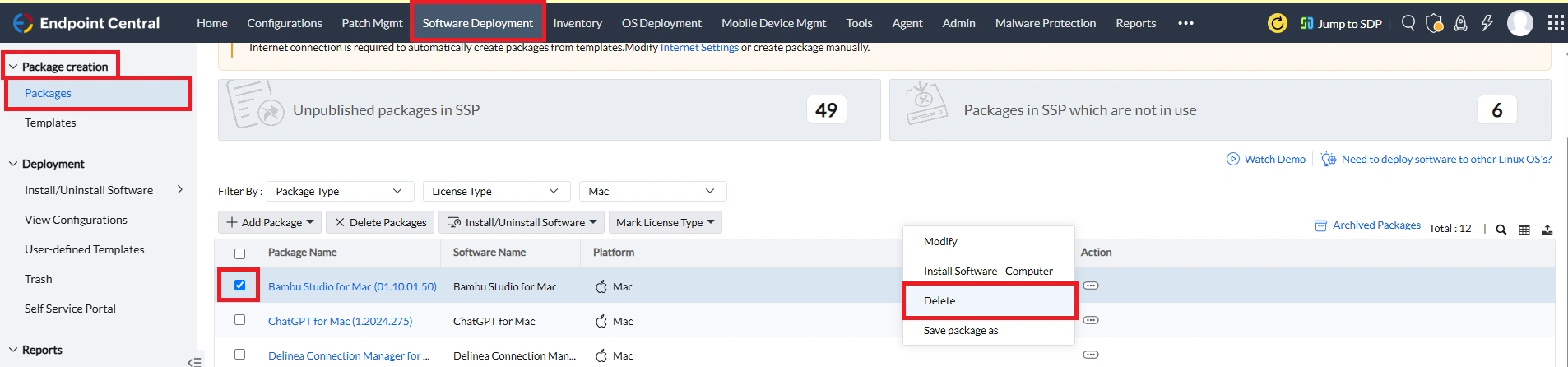 software-deployment Manual software package