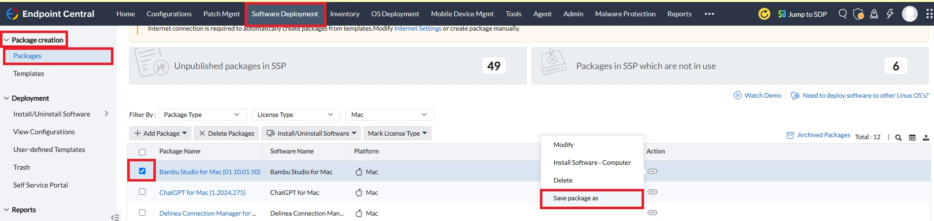 software-deployment Manual software package
