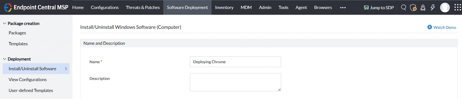 Name of the configuration Name of the configuration