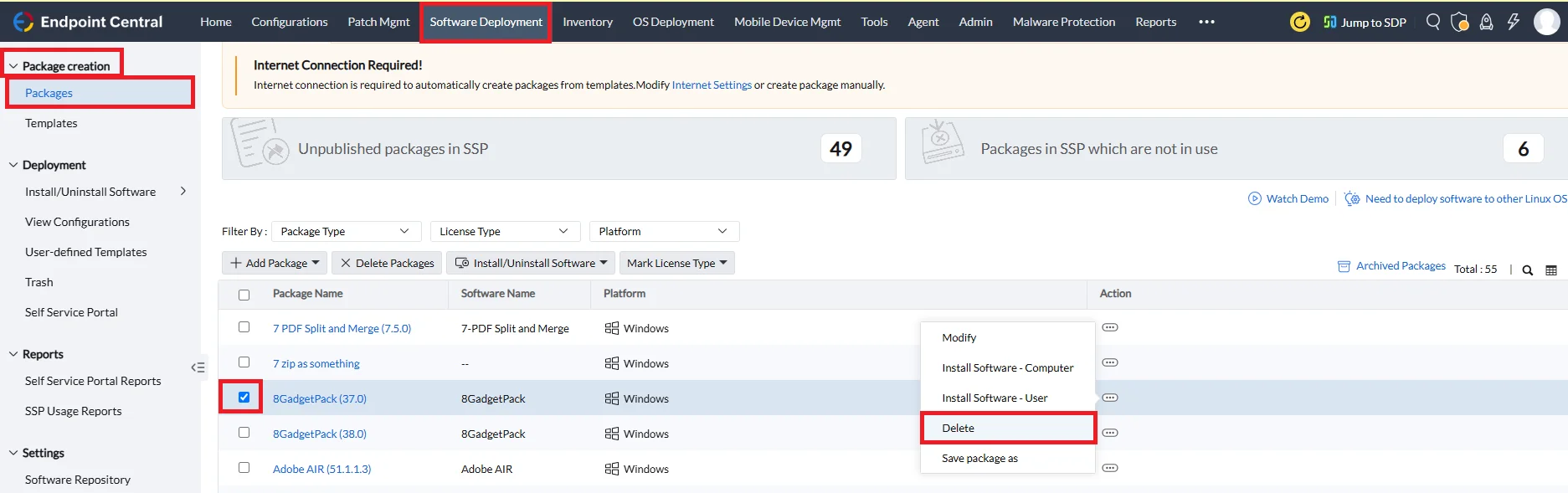 software-deployment Manual software package