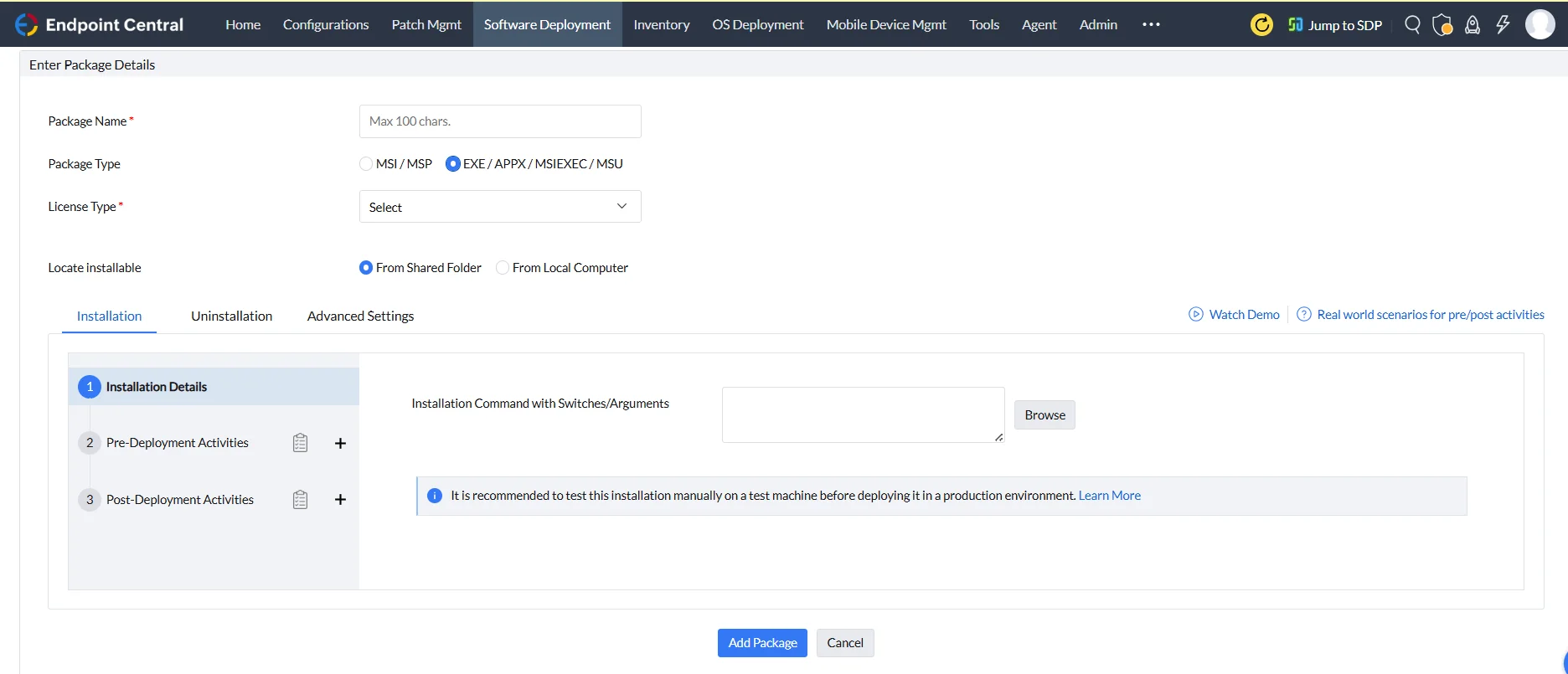 software-deployment Manual software package