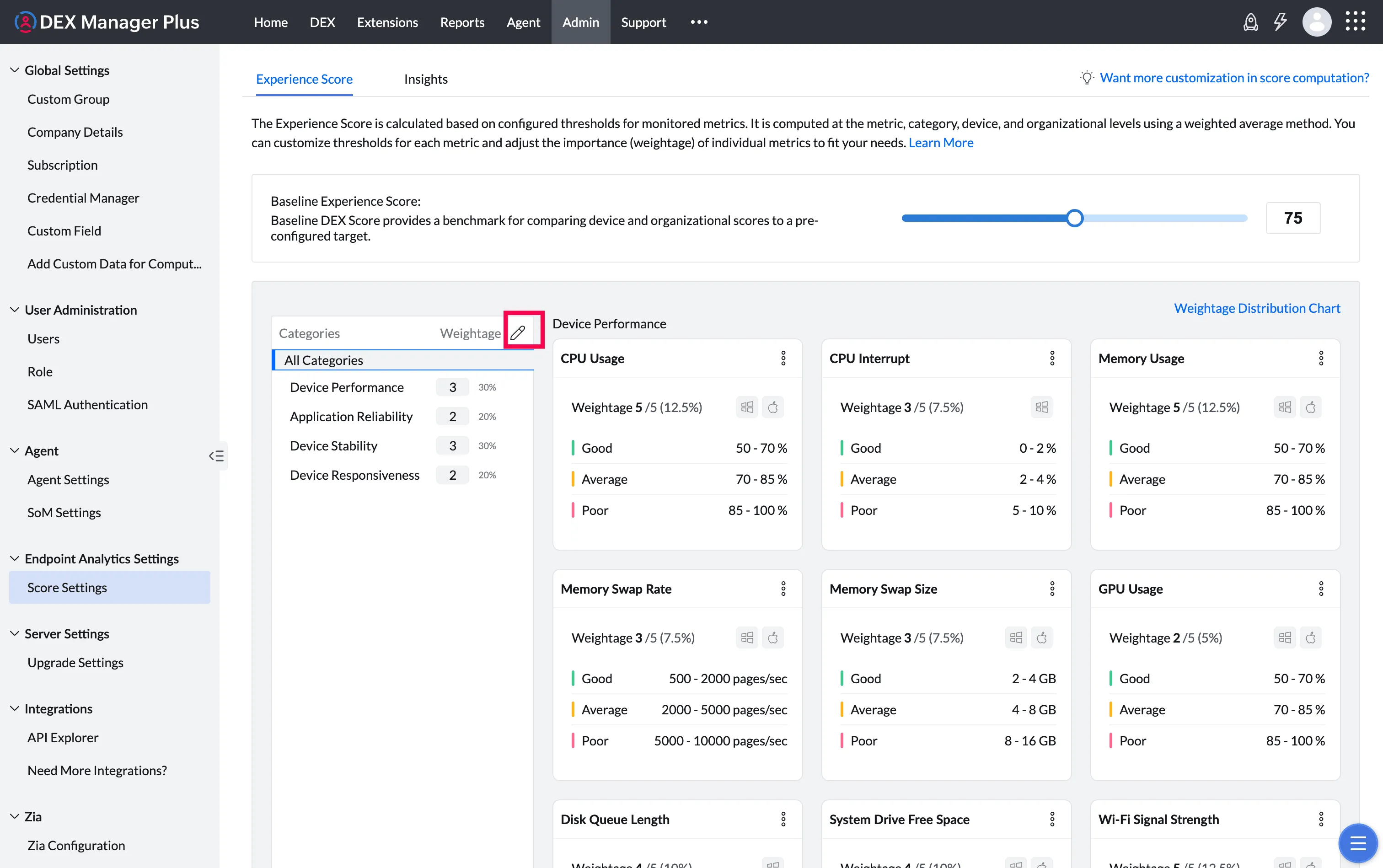 3 configuring category weightage screenshot 1