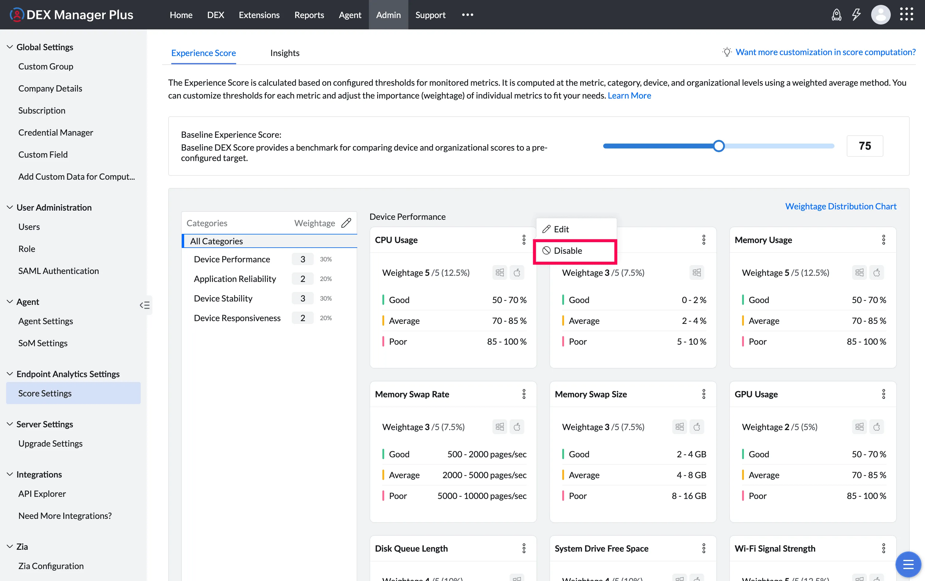 4 disabling metrics screenshot 1