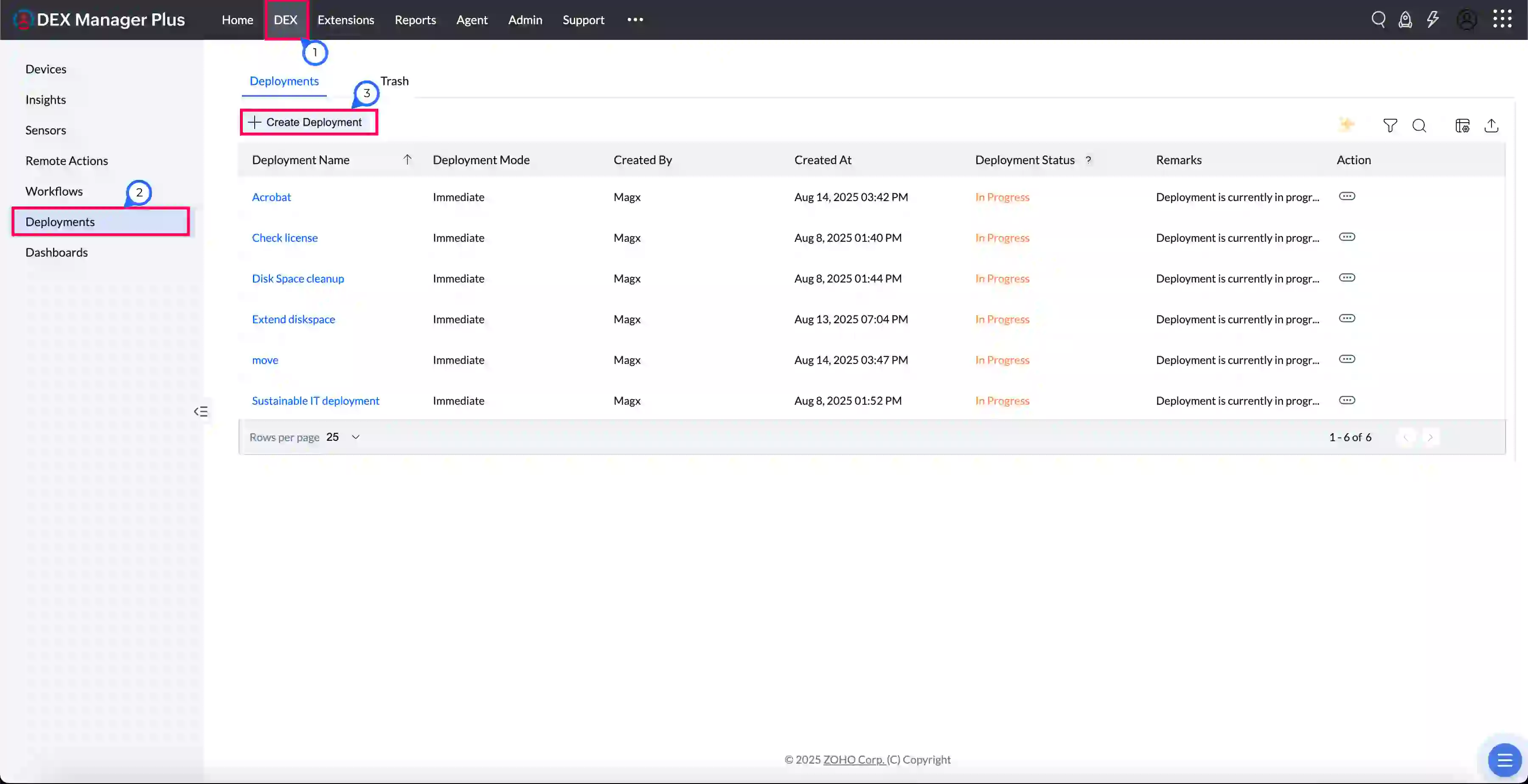 navigation to deployments