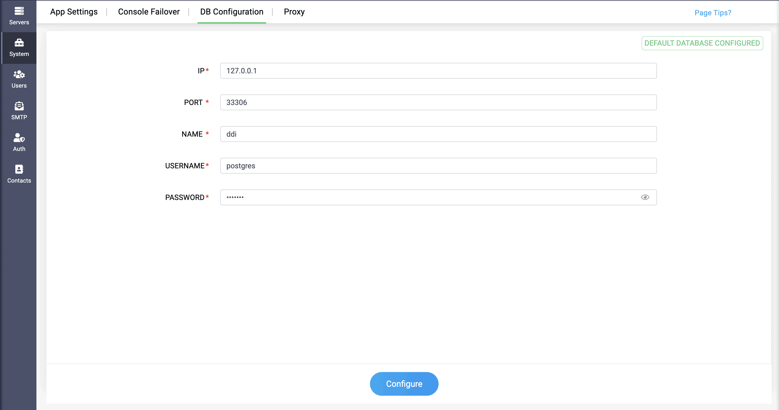 remote Database configuration
