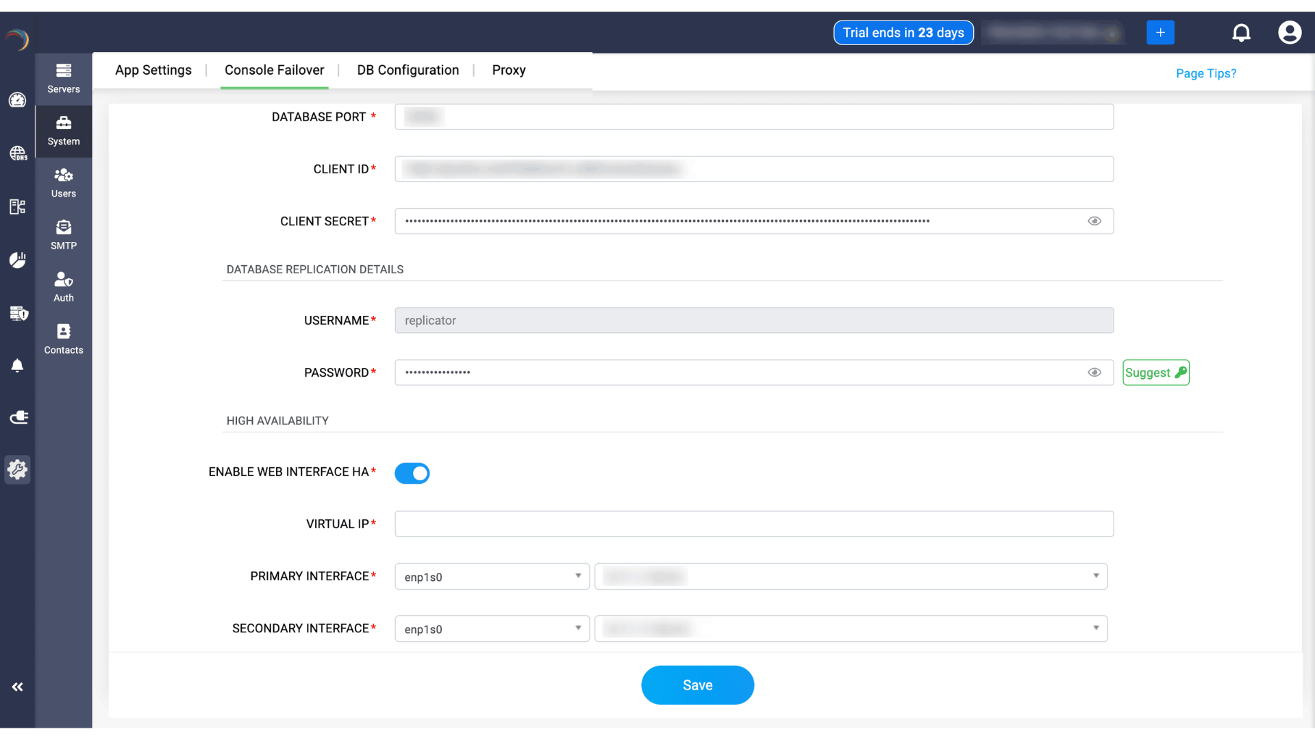 DDI Central console failover using Virtual IP