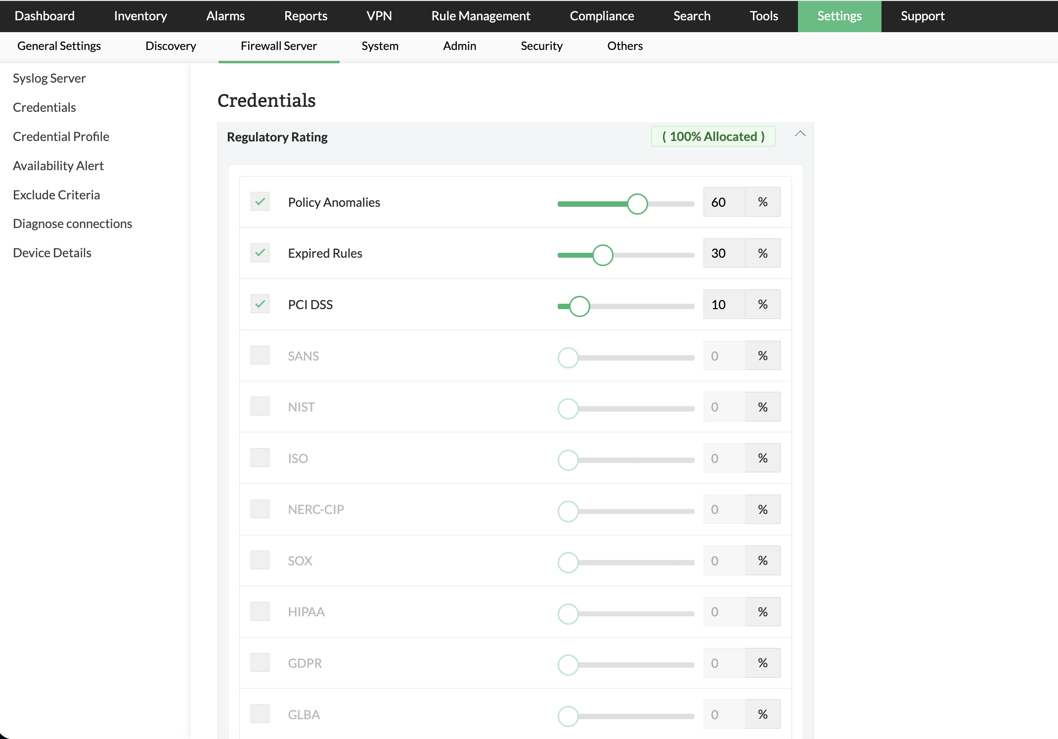image title Device Score Rating- Regulatory Rating in Firewall Analyzer