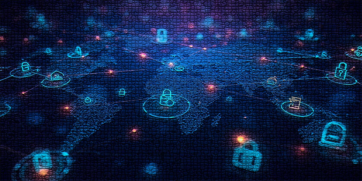 Data points lit up across a map of the world