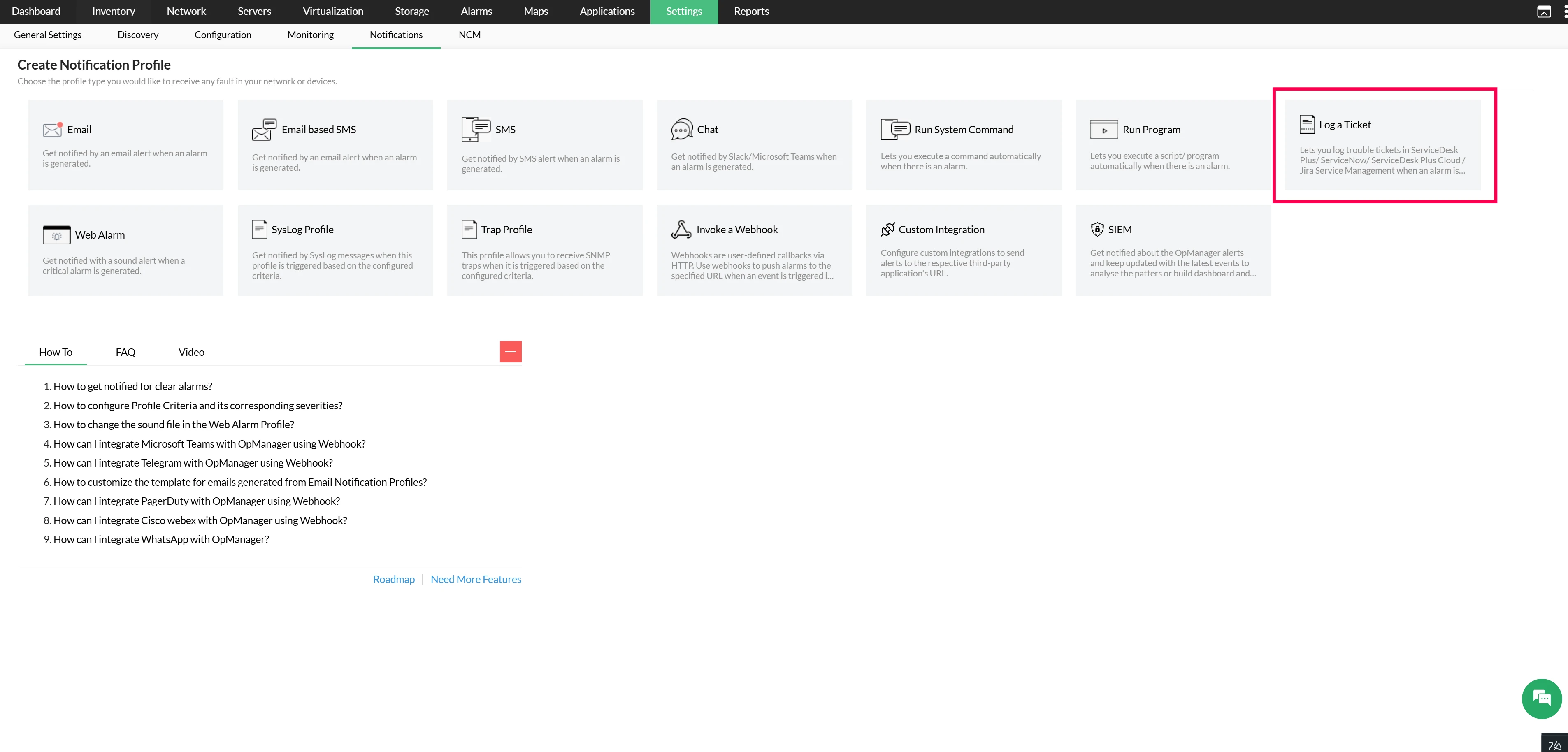 opmanager-sdpmsp-cloud integration