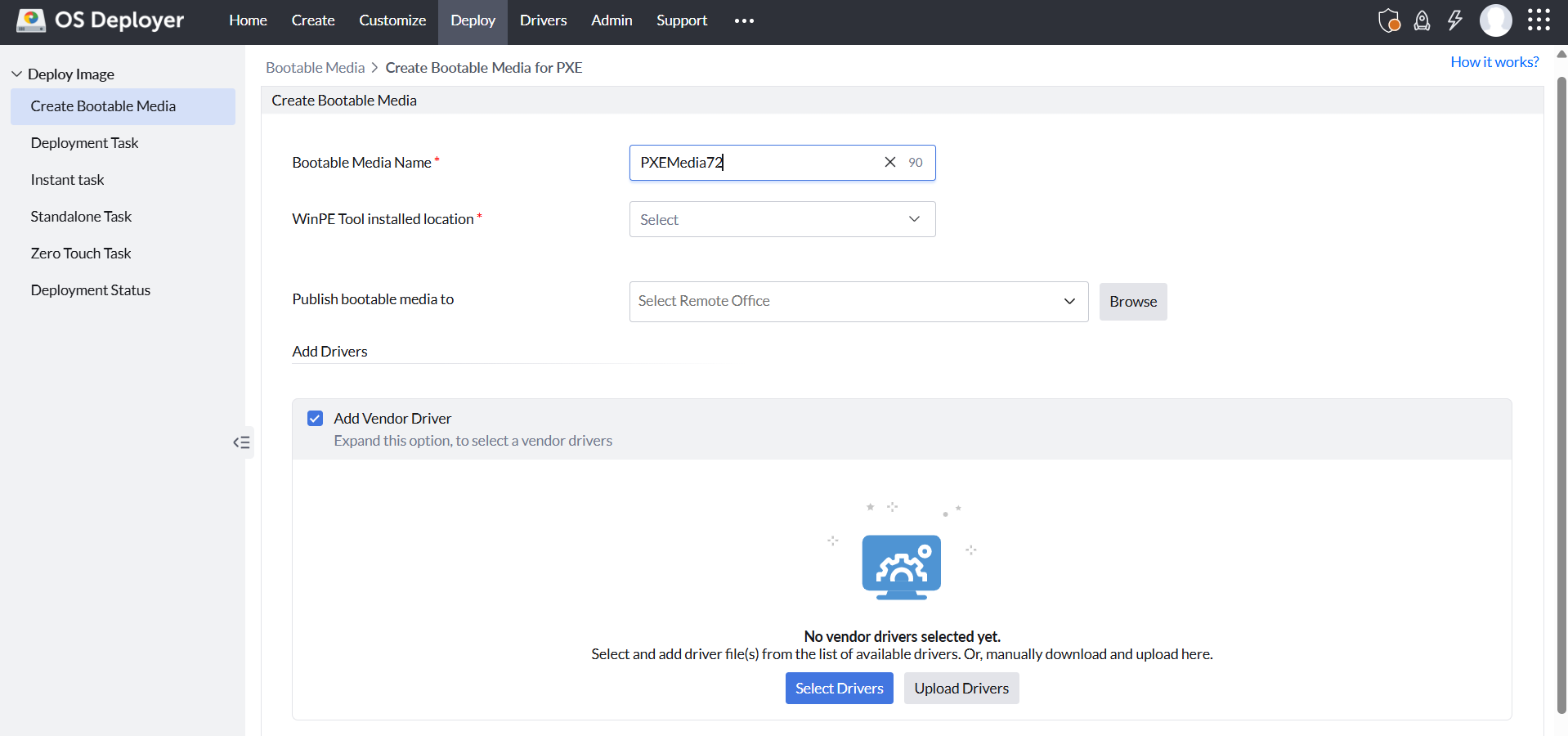 PXE boot creation - ManageEngine OS Deployer