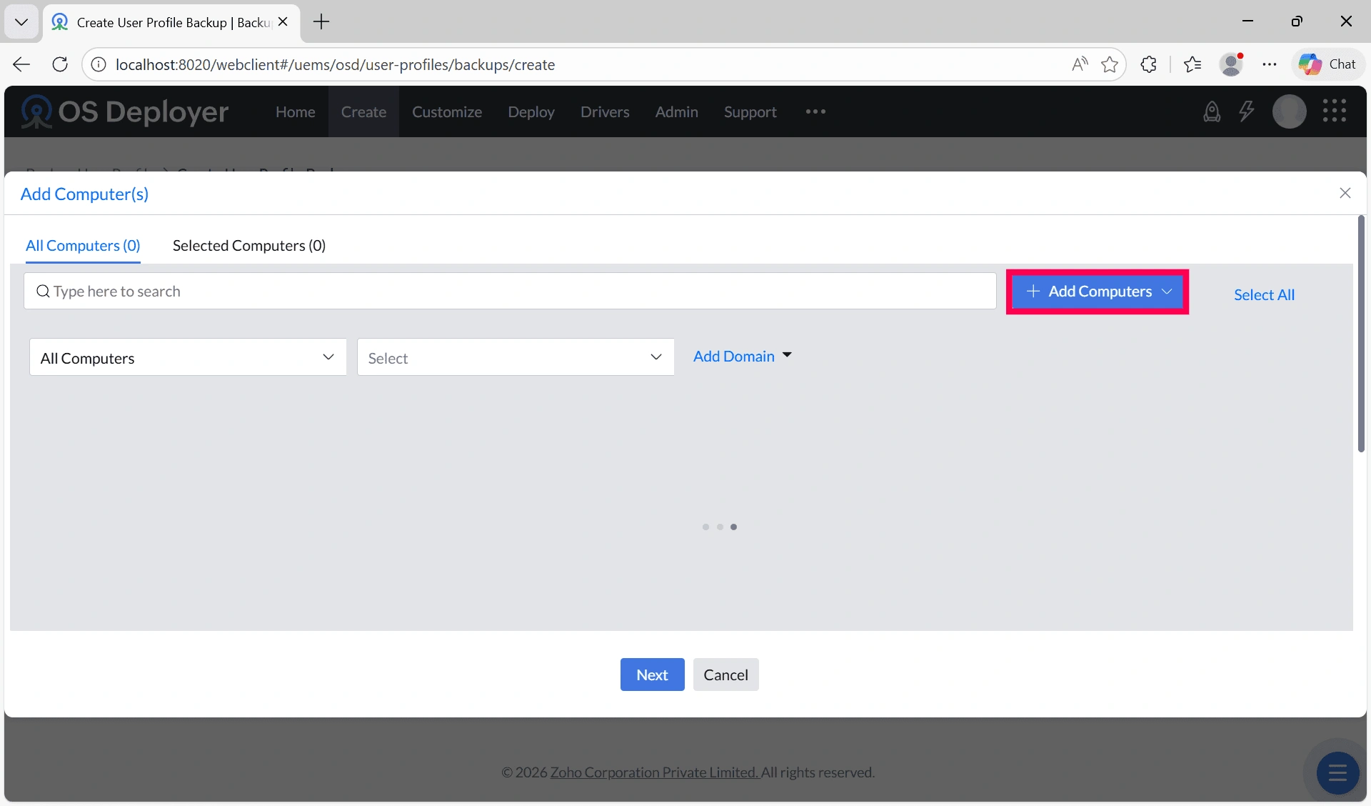 OS-Deployer Backup user profiles