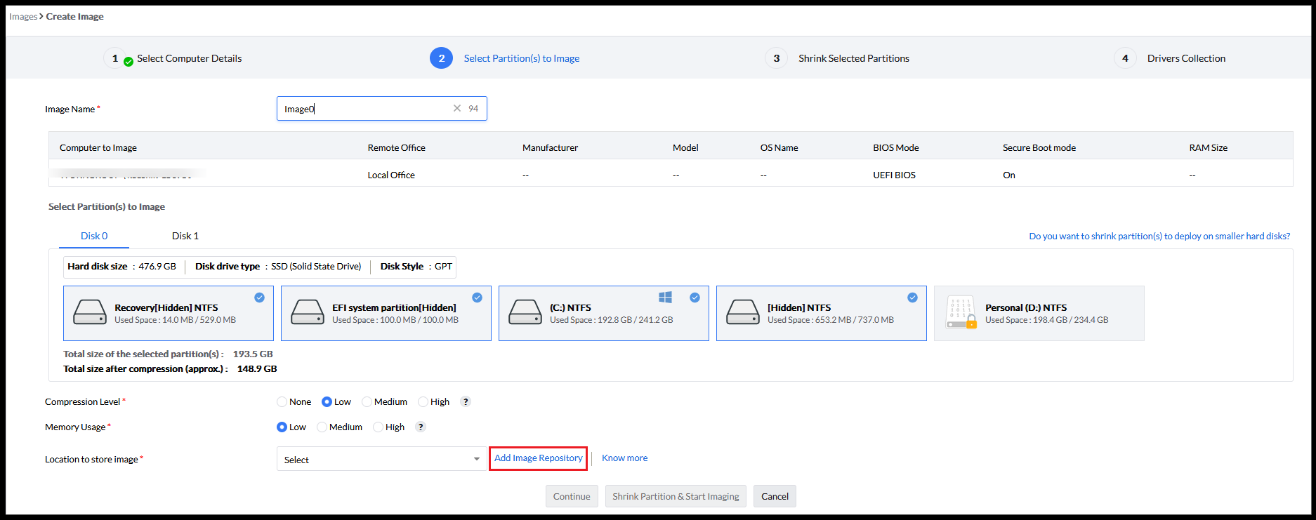 Image software for hard disks - ManageEngine OS Deployer