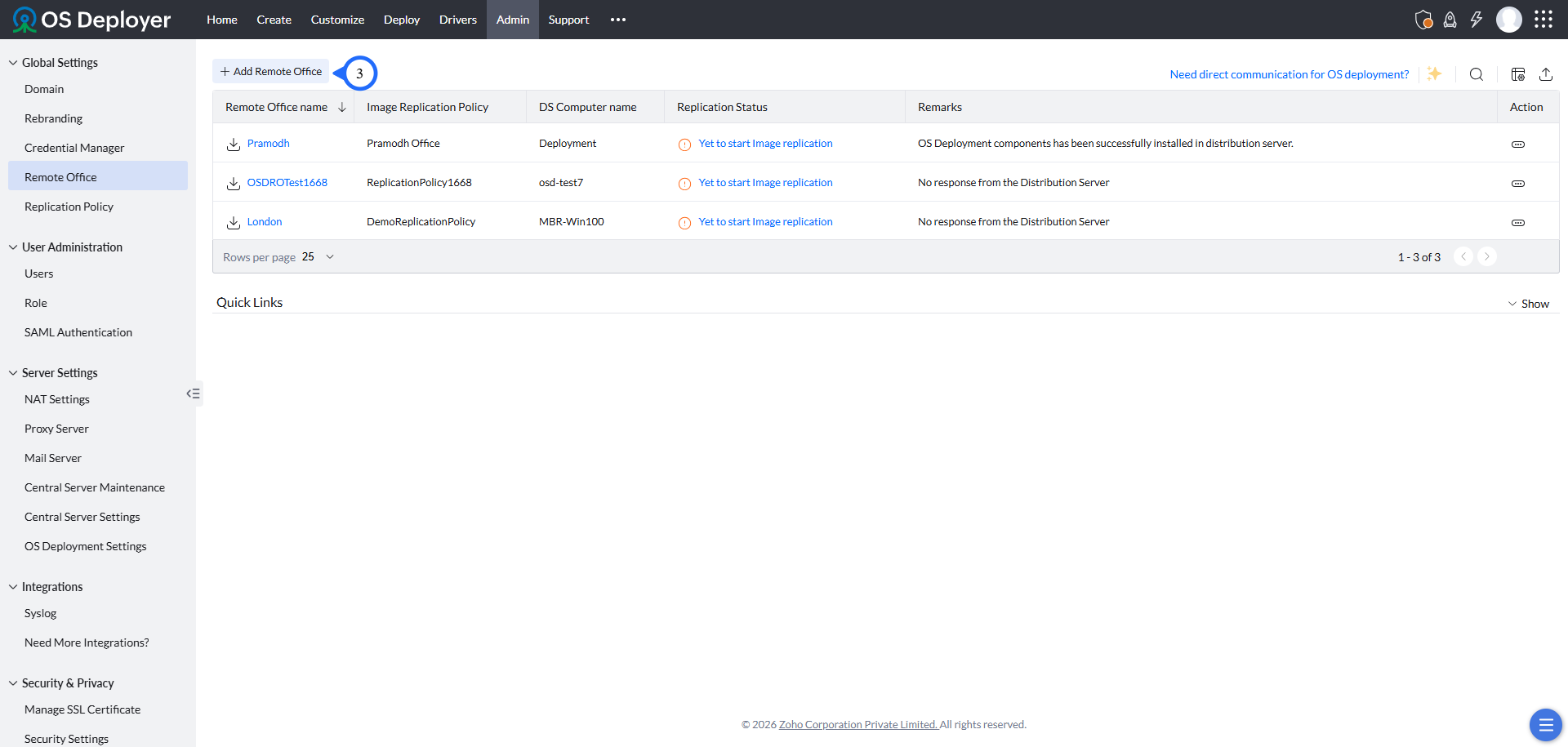Navigation to create Remote Office