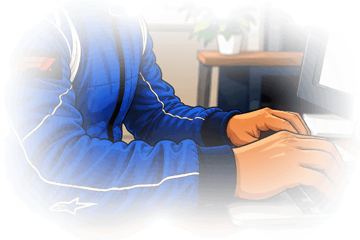 End-user working at a device