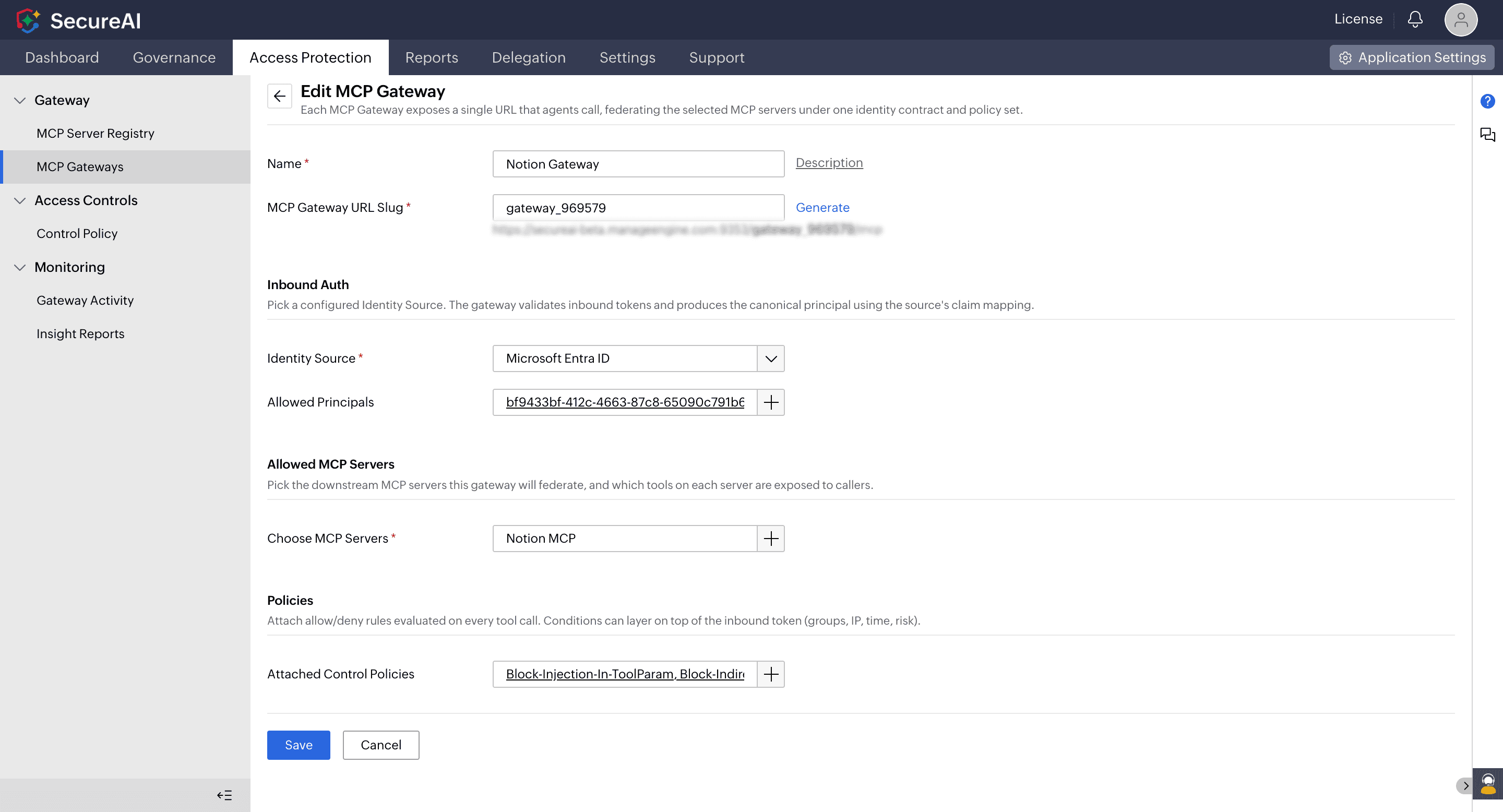 Configuring an MCP gateway in SecureAI.