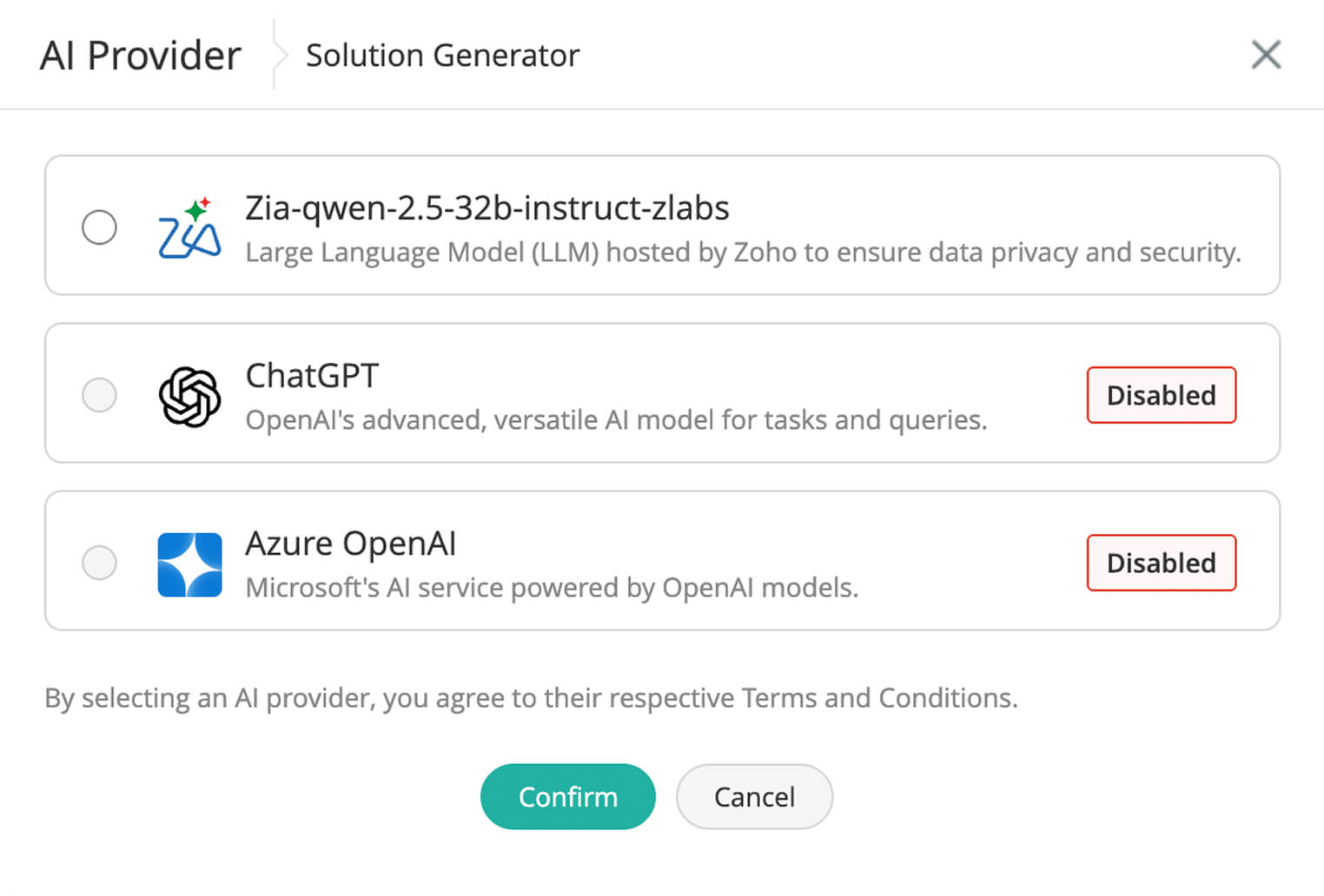 LLM providers to power GenAI capabilities