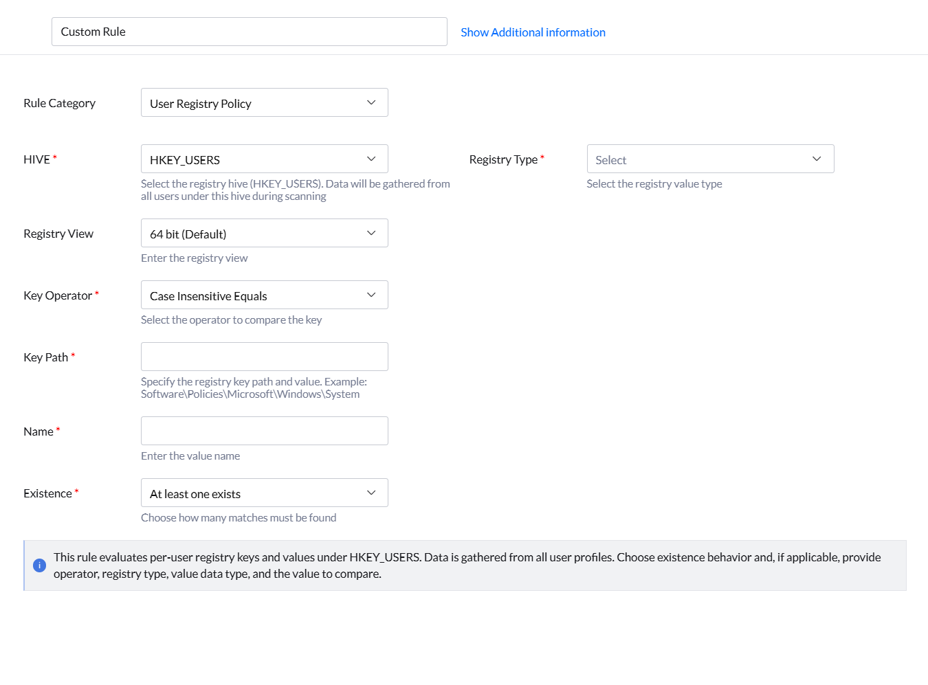 User Registry Policy rule category