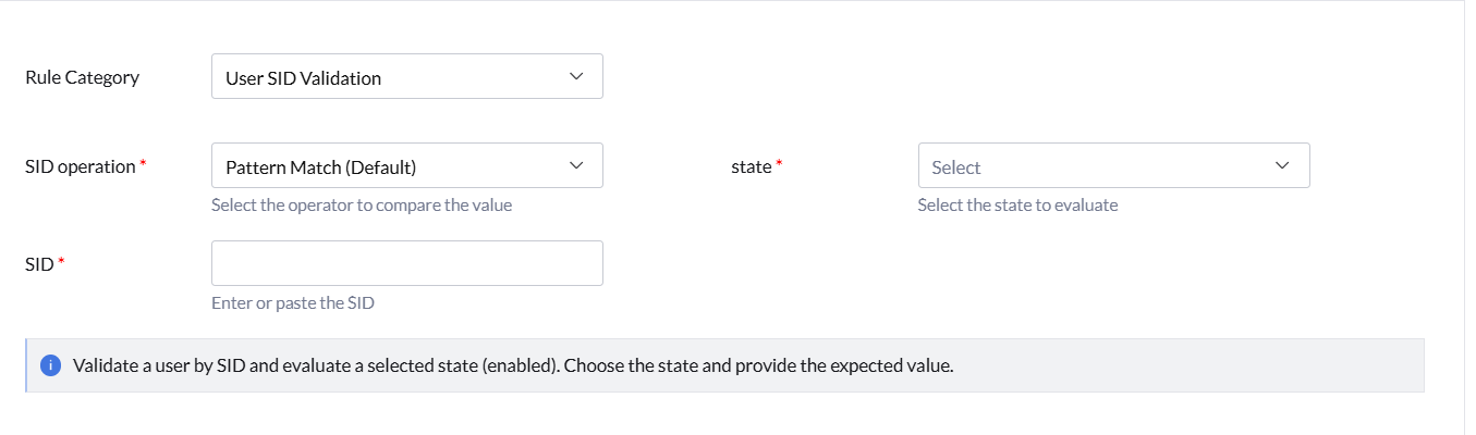 User SID Validation rule category