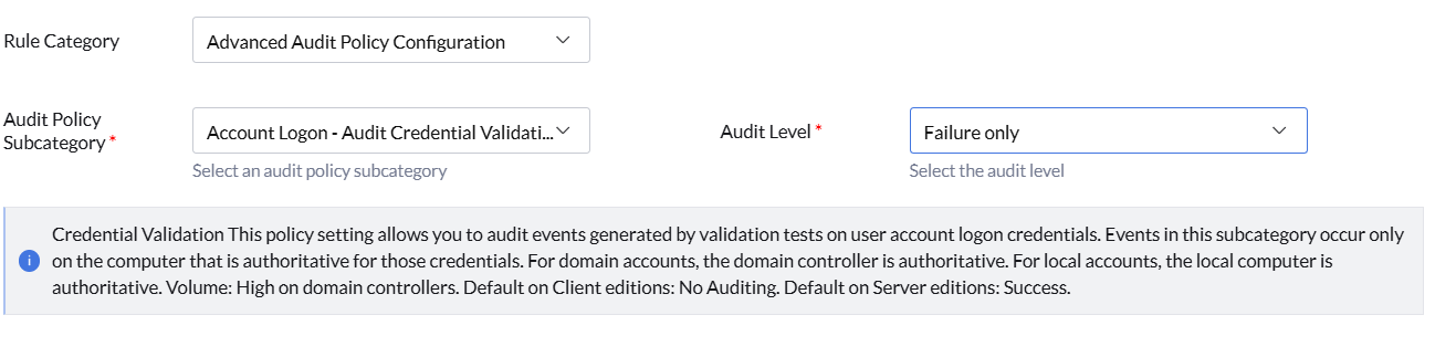Advanced Audit Policy Configuration rule category